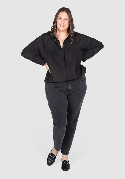 Iris Soft Placket Shirt - Black – Love Your Wardrobe