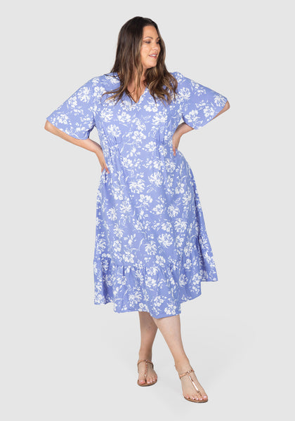 Juliet Print Midi Dress - Blue Blossom – Love Your Wardrobe