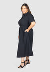 Georgia Adjustable Waist Poplin Dress - Black