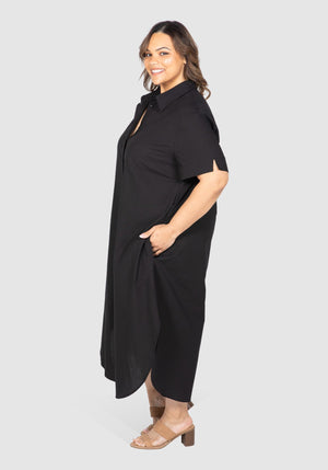 Molly Poplin Shirt Dress - Black