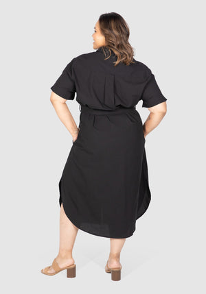 Molly Poplin Shirt Dress - Black