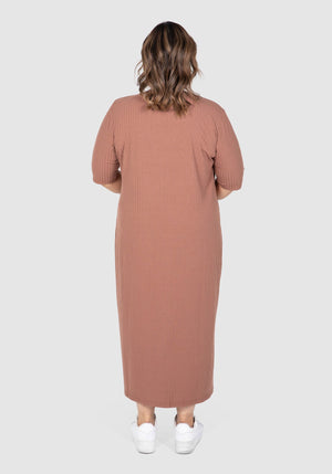 Inez Rib Knit Dress - Chocolate