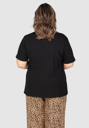 Maya Ruched Front Tee - Black