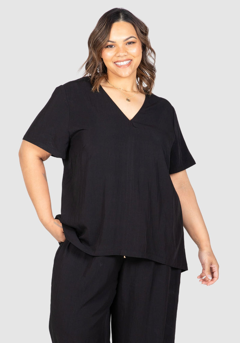 Yasmin Soft Dressing Top - Black