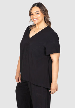 Yasmin Soft Dressing Top - Black