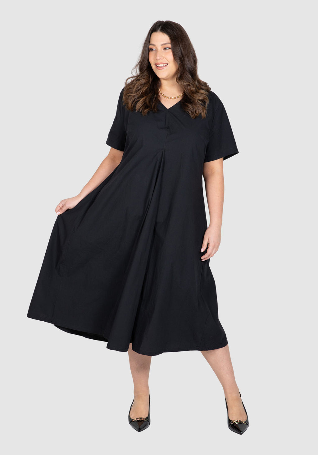 Bridget Panel Collared Dress - Black