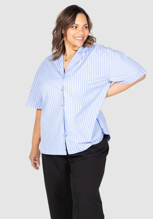 Julia Stripe Shirt - Pale Blue/white