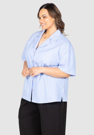 Julia Stripe Shirt - Pale Blue/white