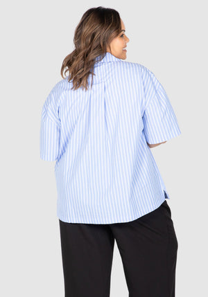 Julia Stripe Shirt - Pale Blue/white