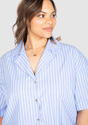 Julia Stripe Shirt - Pale Blue/white