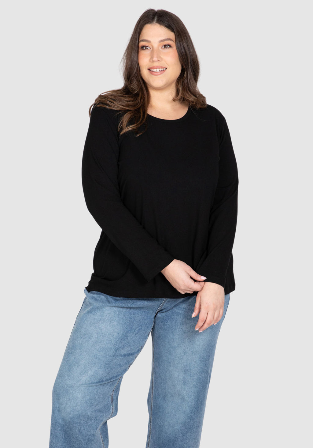 Kayla Rib Long Sleeve Tee  - Black