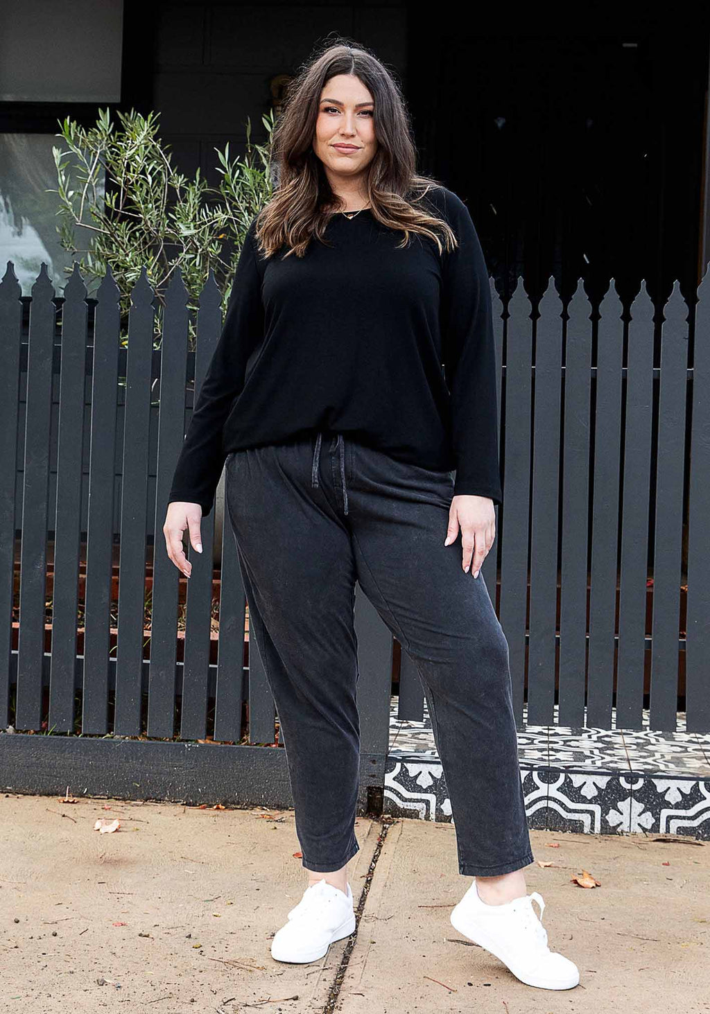 Kayla Rib Long Sleeve Tee  - Black