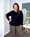Kayla Rib Long Sleeve Tee  - Black