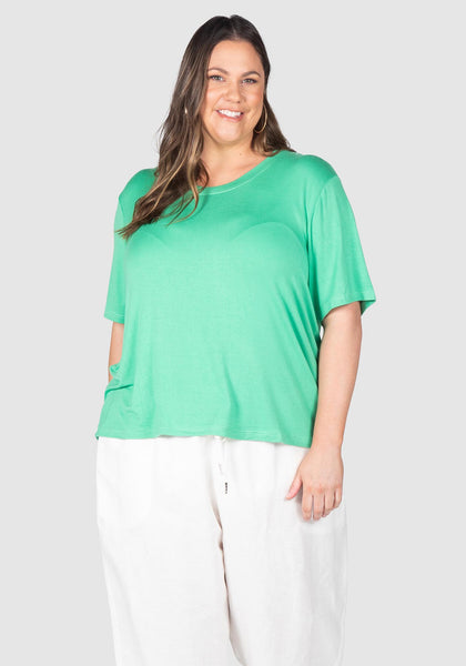 Kelly Dipped Hem T-SHIRT - Apple Green