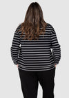 LYW & Co Stripe Embroidered Sweat Top -Black / Ivory