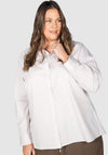 Elle Stripe Cotton Button-Up Shirt - stone/white