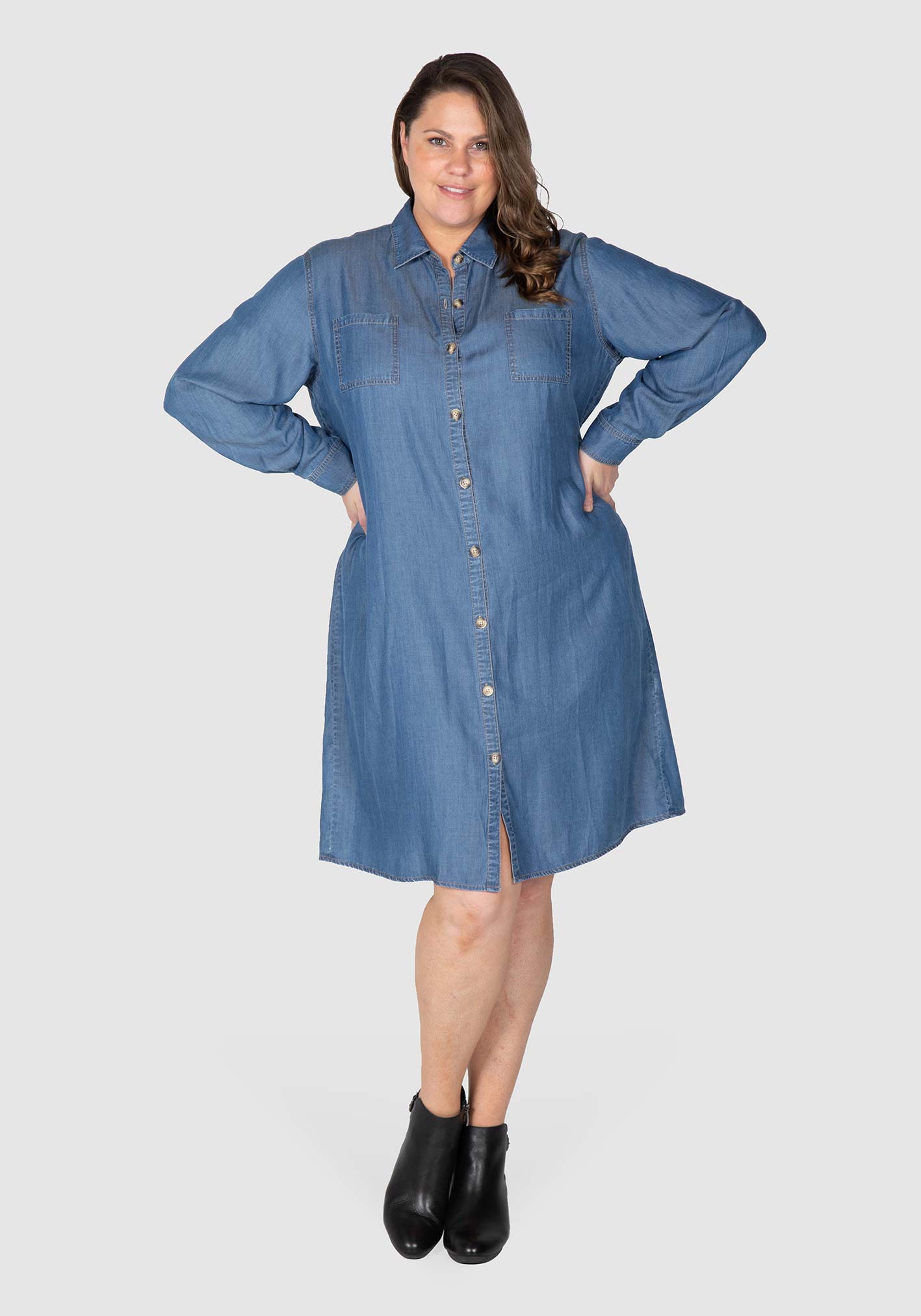 Olivia Chambray 2-Way Shirt Dress - Indigo