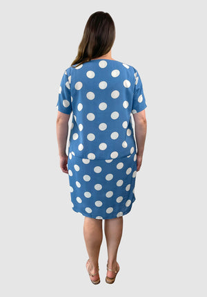 Kelsey Spot Pocket Shift Dress - Indigo Spot