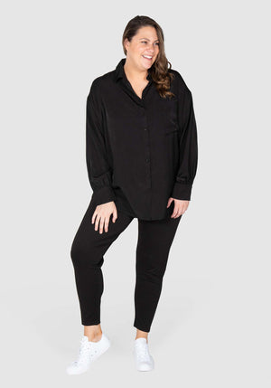 Phoebe Peached Over shirt  - Black