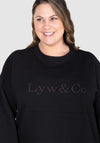 LYW & Co Embroidered Sweat Top - Black