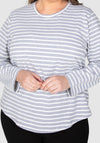 Torquay Stripe Long Sleeve Tee - grey/white