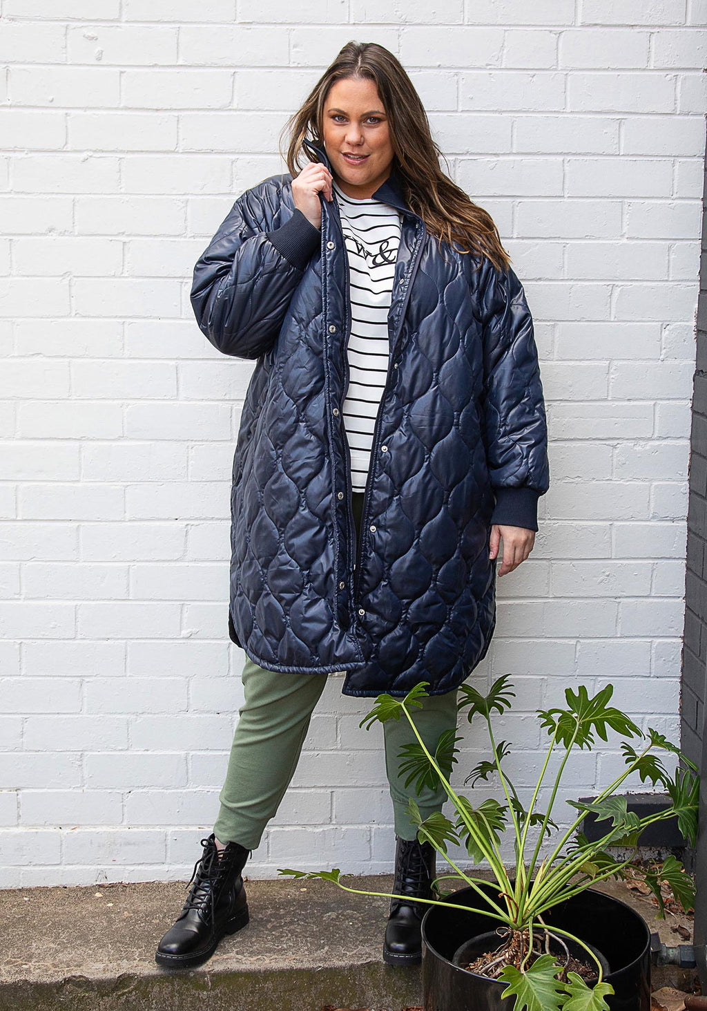 Karli Longline Quilted Coat - Midnight