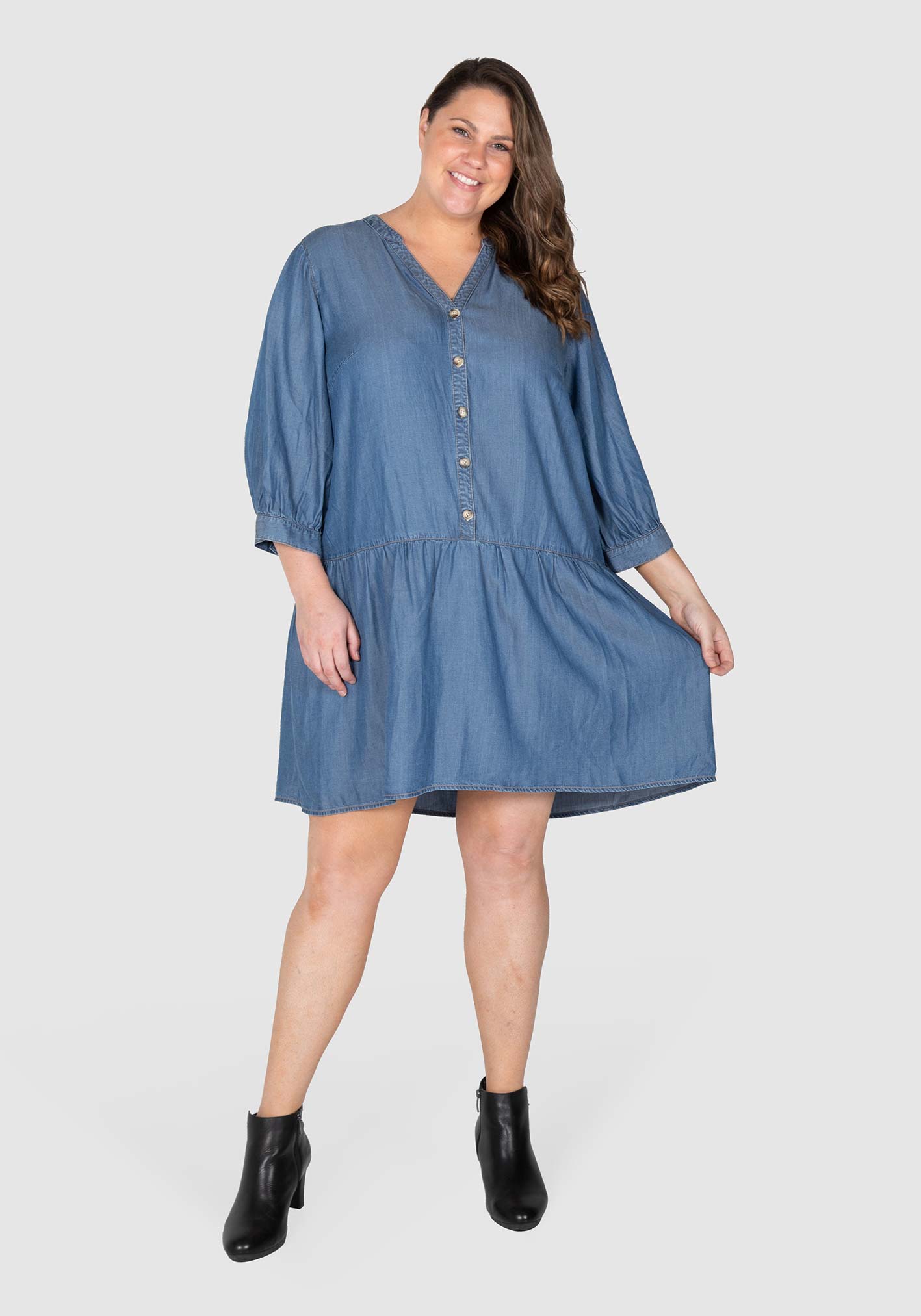 Ruby Drop Waist Chambray Dress Dark Indigo – Love Your Wardrobe