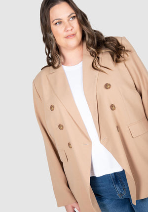 Charlie Double Breasted Blazer - TAN