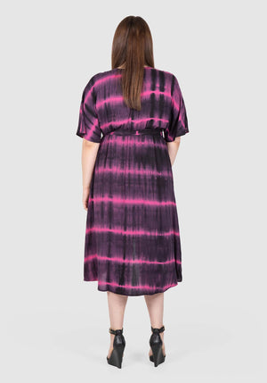 Alyce Tie Dye Maxi Dress - Pink / Black Tie Dye