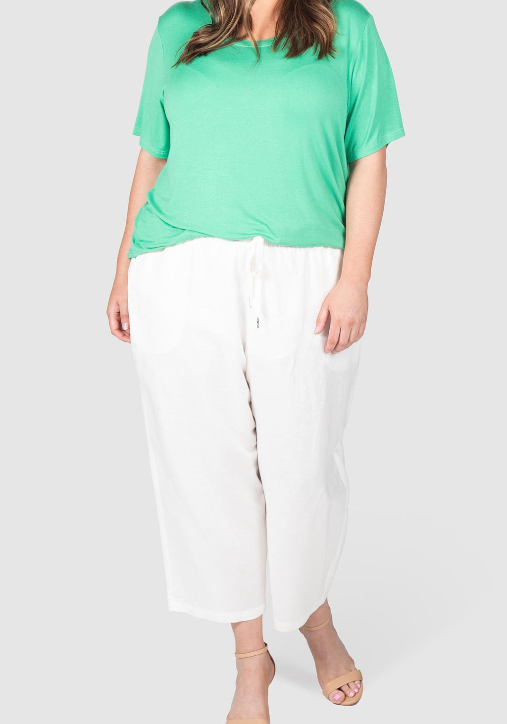 Grace Crop Linen Pants  - White