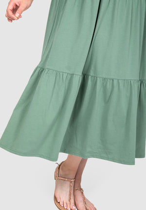 Lana Knit Tiered Dress - Khaki