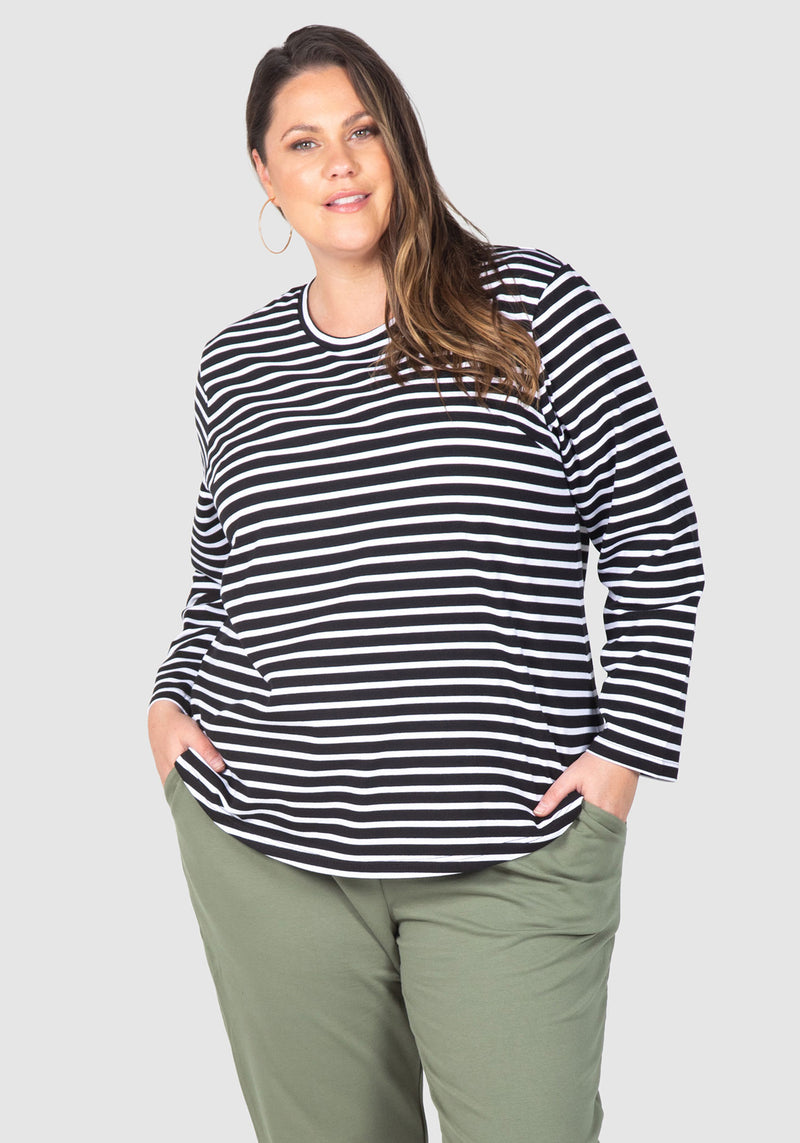 Torquay Stripe Long Sleeve Tee black/white – Love Your Wardrobe
