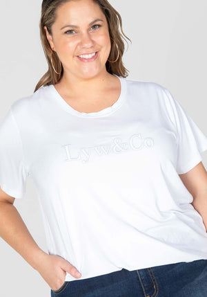 Lyw & Co Embroidered Tee  - White