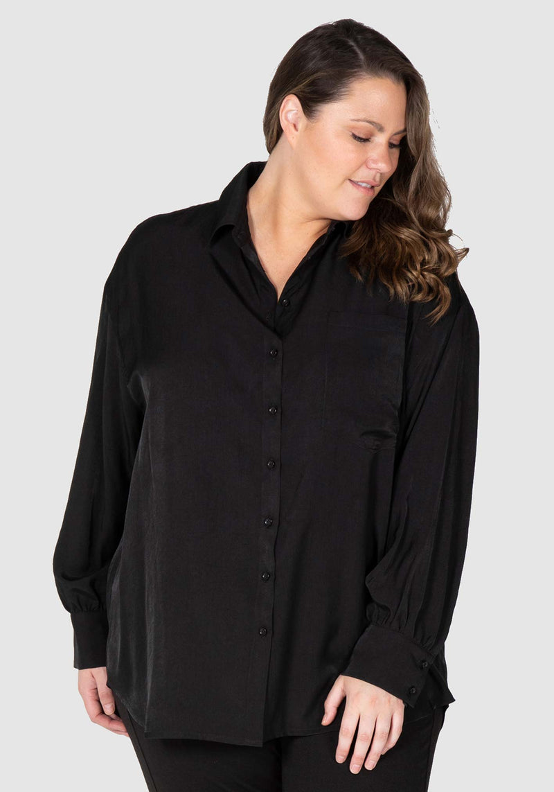 Phoebe Peached Over shirt  - Black