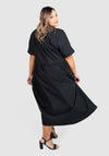 Natalie Poplin Maxi Shirt Dress  - Black