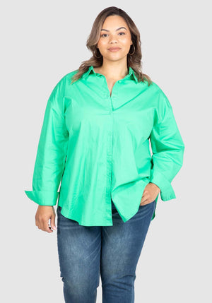 Bronte Cotton Overshirt   - green