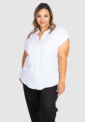 Nikki Ruched Extended Sleeve Shirt  - White