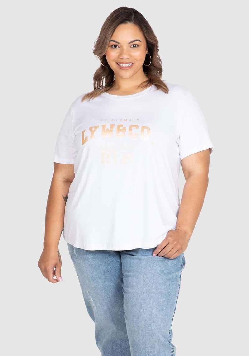 LYW & Co Foil Placement Print Tee - White
