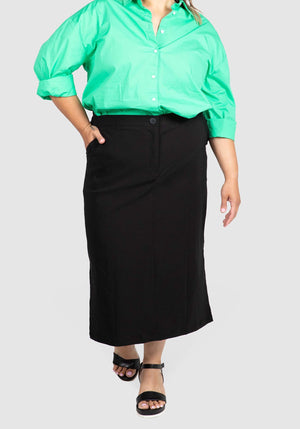 Tyra Bengaline Midi Skirt - Black